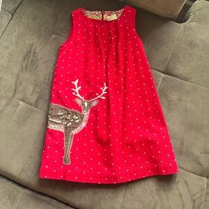 Mini boden deer appliqué pinnie size 5-6